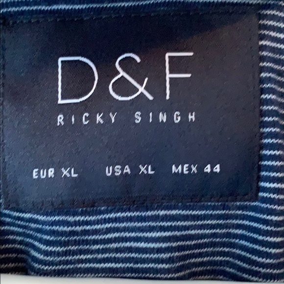 Dark Blue and White Striped D&F Shirt - Picture 3 of 5
